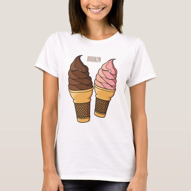 Camiseta ilustração de desenho de cone de sorvete (Frente)