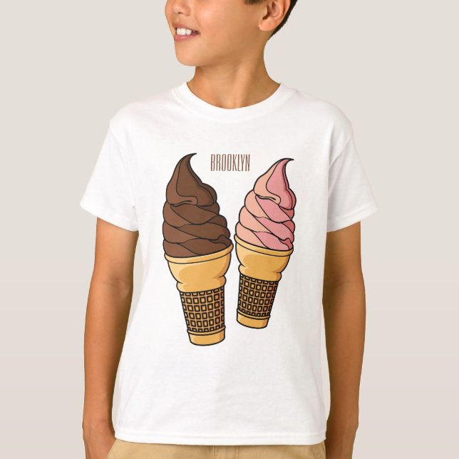 Camiseta ilustração de desenho de cone de sorvete (Frente)