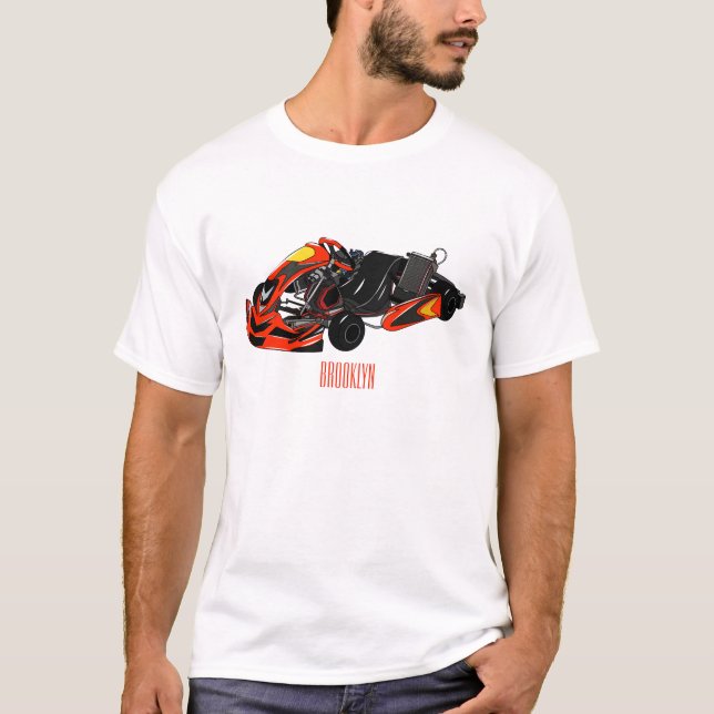 Camiseta Ilustração de desenho de corrida de Kart (Frente)