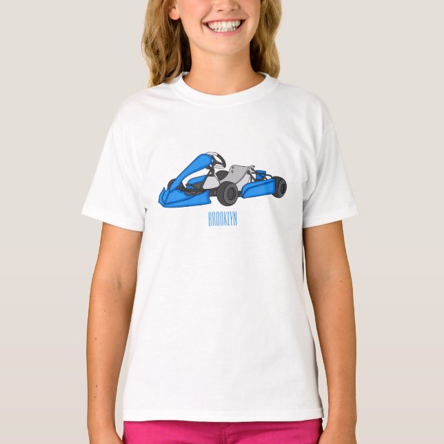 Camiseta Ilustração de desenho de corrida de Kart (Frente)