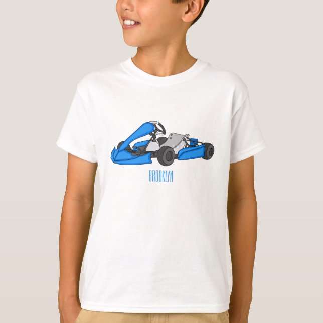 Camiseta Ilustração de desenho de corrida de Kart (Frente)