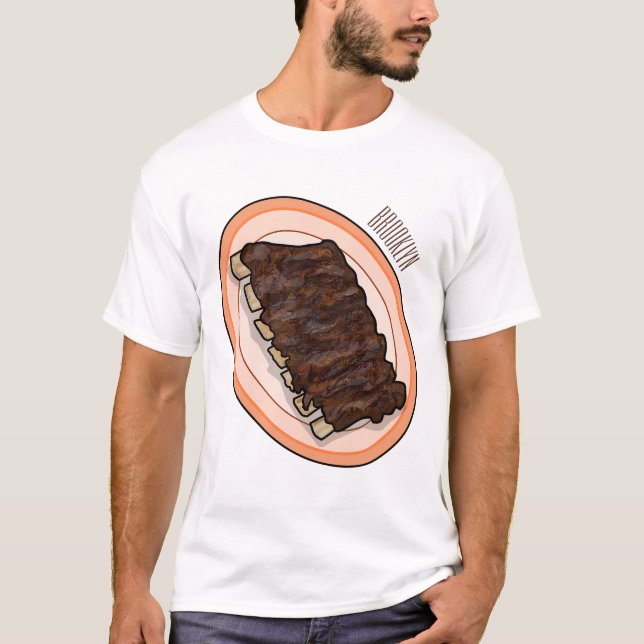 Camiseta Ilustração de desenho de costelas curtas (Frente)