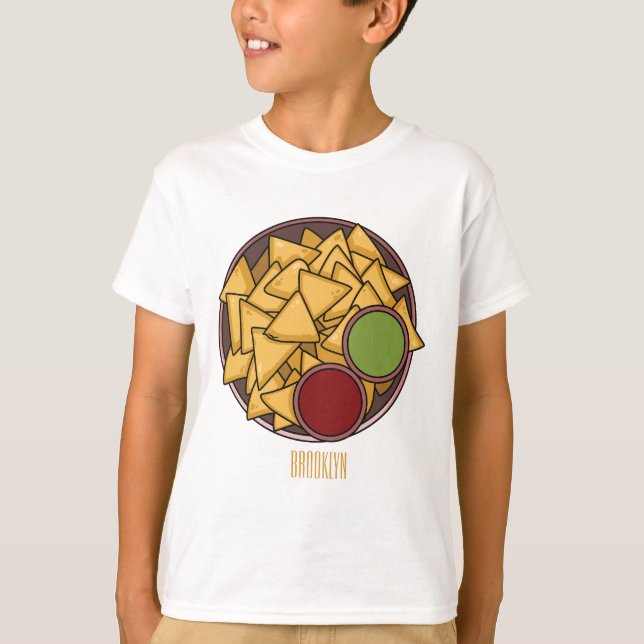 Camiseta Ilustração de desenho de Nachos (Frente)