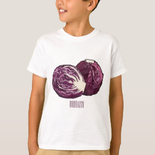 Camiseta Ilustração de desenho de repolho vermelho