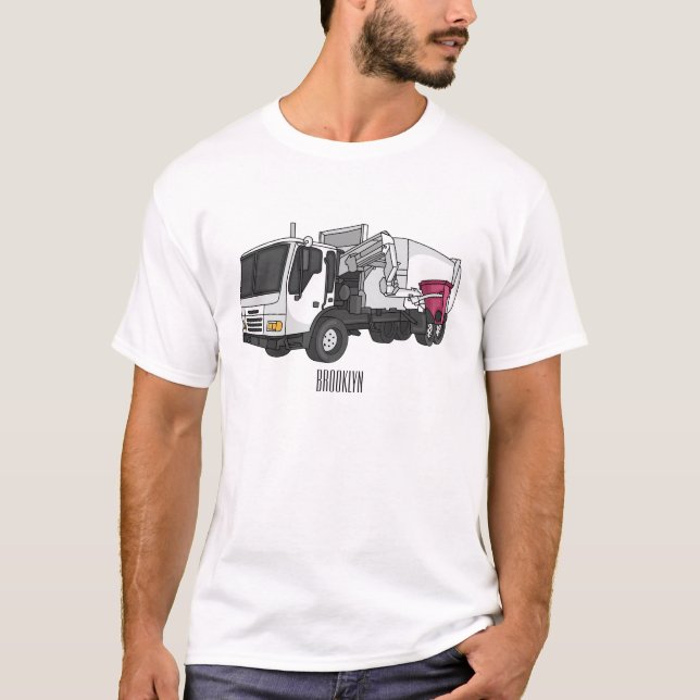 Camiseta Ilustração de desenho do caminhão de lixo (Frente)