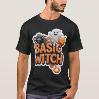 Camiseta Ilustração de design básico de Halloween de bruxa