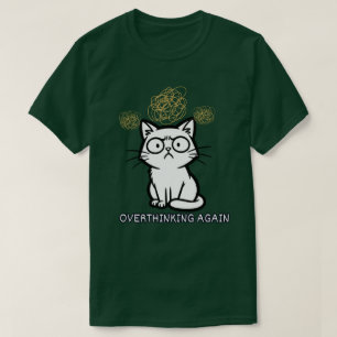 Camiseta Ilustração de Design de Humor de Gato Pensativo