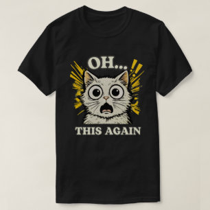 Camiseta Ilustração de Design de Reação de Gato Expressivo