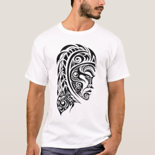 Camiseta Ilustração de Design de Tatuagem Tribal Facial
