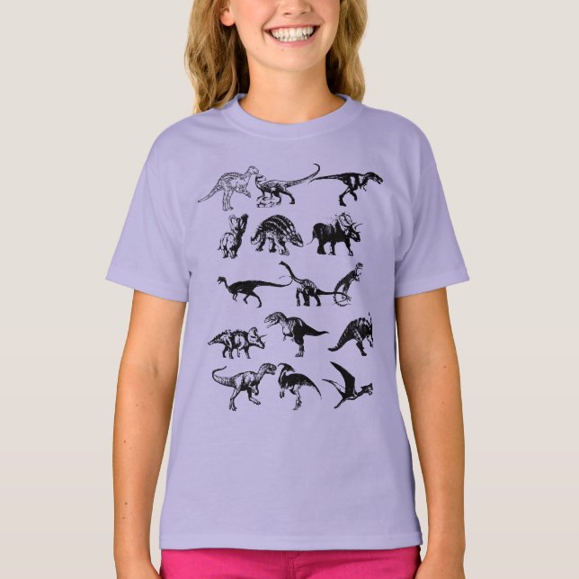 Camiseta Ilustração de Dinossauros Apoiados (Frente)