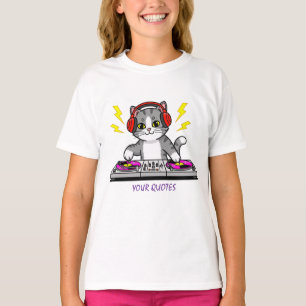 Camiseta Ilustração de DJ Gato Desenho - Amante de Música L
