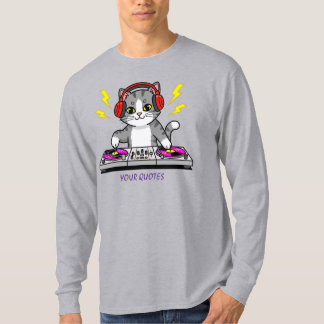 Camiseta Ilustração de DJ Gato Desenho Animado - Amante de