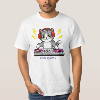 Camiseta Ilustração de DJ Gato Desenho Animado - Amante de