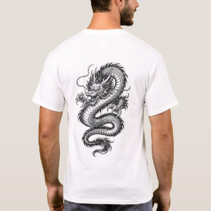 Camiseta Ilustração de Dragão Oriental Poderoso