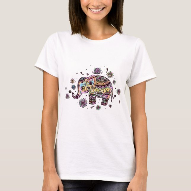Camiseta Ilustração de Elefante para Bebê Abstrato (Frente)