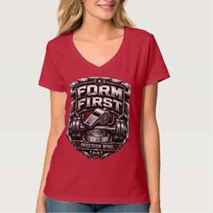 Camiseta Ilustração de Emblema de Academia Metálico Form Fi