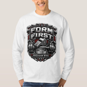Camiseta Ilustração de Emblema de Cinto Metálico de Ginásio