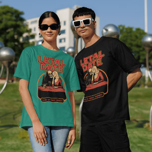 Camiseta Ilustração de Esqueleto e Mulher: Halloween Único