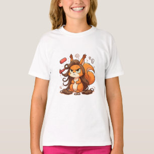 Camiseta Ilustração de Esquilo Engraçado - Cabelo Mau Glamo