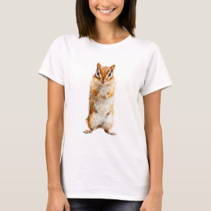 Camiseta Ilustração de Esquilo Pintado em Pé Mulheres