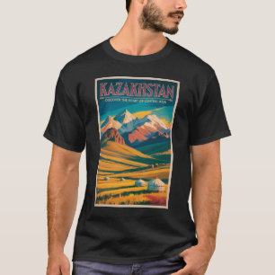 Camiseta Ilustração de Estepes do Cazaquistão Arte de Viage