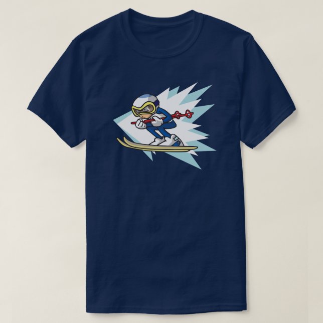 Camiseta Ilustração de estilo de anime do Skier alpino Jogo (Frente do Design)