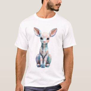 Camiseta Ilustração de Fawn Fantasia Pastel Iridescente par