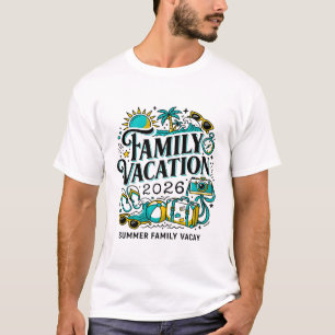 Camiseta Ilustração de Férias em Família Verão Ano 2026