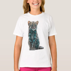 Camiseta Ilustração de Filhote de Gato Selvagem com Efeito
