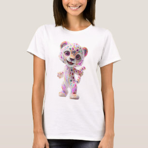 Camiseta Ilustração de Filhote de Guepardo Arco-íris para M