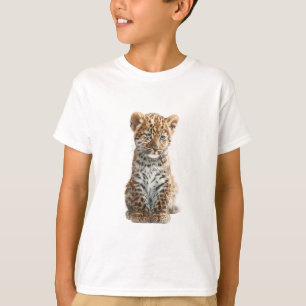 Camiseta Ilustração de Filhote de Leopardo Manchado de Olho
