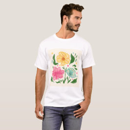 Camiseta Ilustração de Flor Colorida Whimsical - Desenhar M
