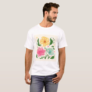 Camiseta Ilustração de Flor Colorida Whimsical - Desenhar M