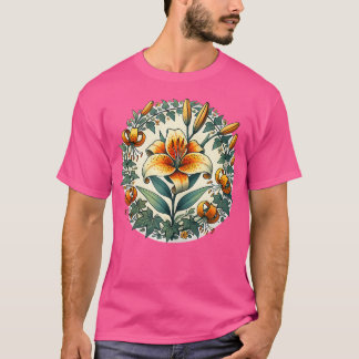 Camiseta Ilustração de Flor de Lírio Tigre Jardim