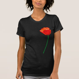 Camiseta Ilustração de Flor de Papoila Vermelha