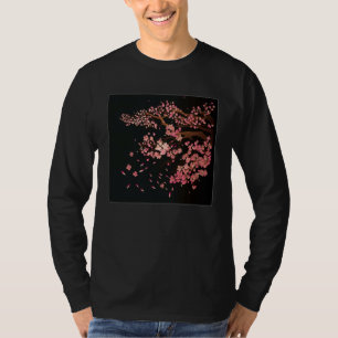 Camiseta Ilustração de Flores de Cerejeira Rosa Fofa Mini