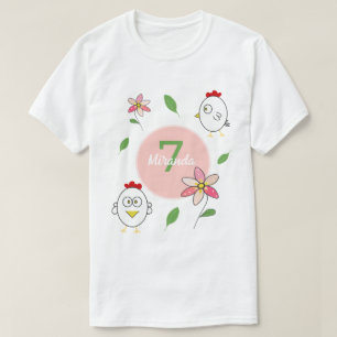 Camiseta Ilustração de Frango de Desenho Animado Fofo