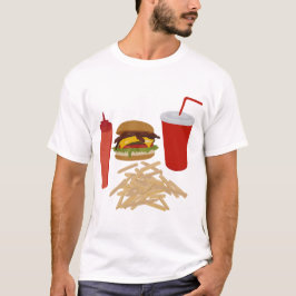 Camiseta Ilustração de Fries Burger de Comida Rápida