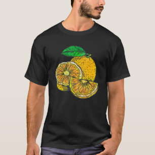 Camiseta Ilustração de Fruta de Laranja Fresco