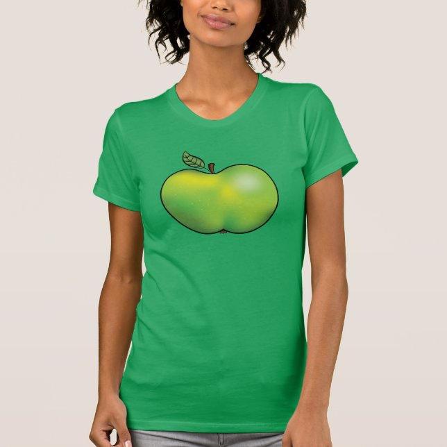 Camiseta Ilustração de Fruta de Maçã de Cartoons Verdes (Frente)