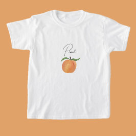 Camiseta Ilustração de Fruta Pêssego Pintada Fofa 