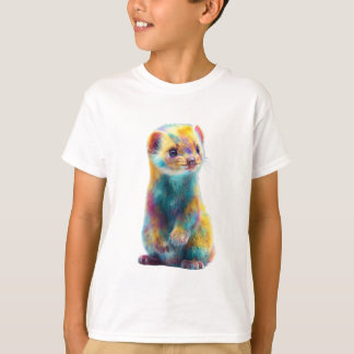 Camiseta Ilustração de Furão Aranha-Çariça Arco-Íris para C
