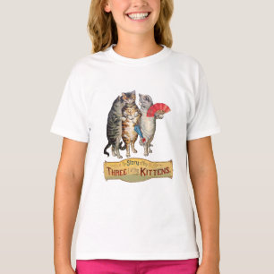 Camiseta Ilustração de Ganso Mãe de Três Pequenos Gatinhos