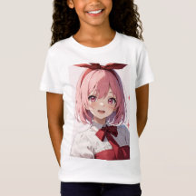 Ilustração de Garota de Anime Fofo com Cabelo Rosa