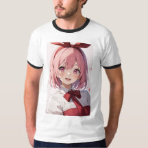 Ilustração de Garota de Anime Fofo com Cabelo Rosa