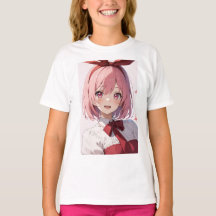 Ilustração de Garota de Anime Fofo com Cabelo Rosa