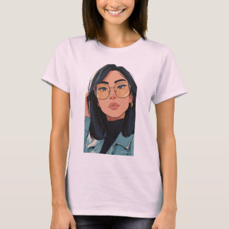 Camiseta Ilustração de Garota Estilosa | Moda Tendência