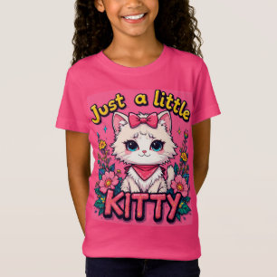 Camiseta Ilustração de Gatinho Branco Adorável