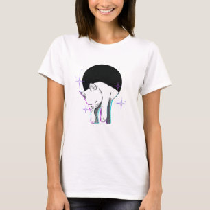 Camiseta Ilustração de Gato Cósmico Sonolento – Estética Es