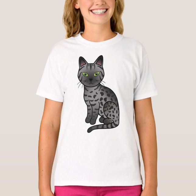 Camiseta Ilustração de Gato de Cartoon Mau Cute Egípcio Fum (Frente)